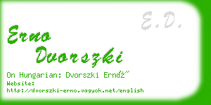 erno dvorszki business card